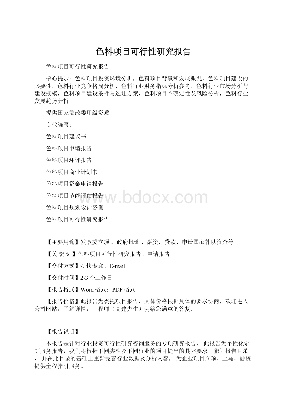 色料项目可行性研究报告Word格式文档下载.docx