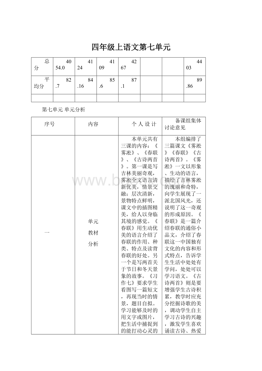 四年级上语文第七单元Word格式.docx_第1页