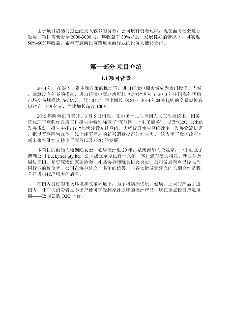 O2O跨境电商融资商业计划书.docx_第2页