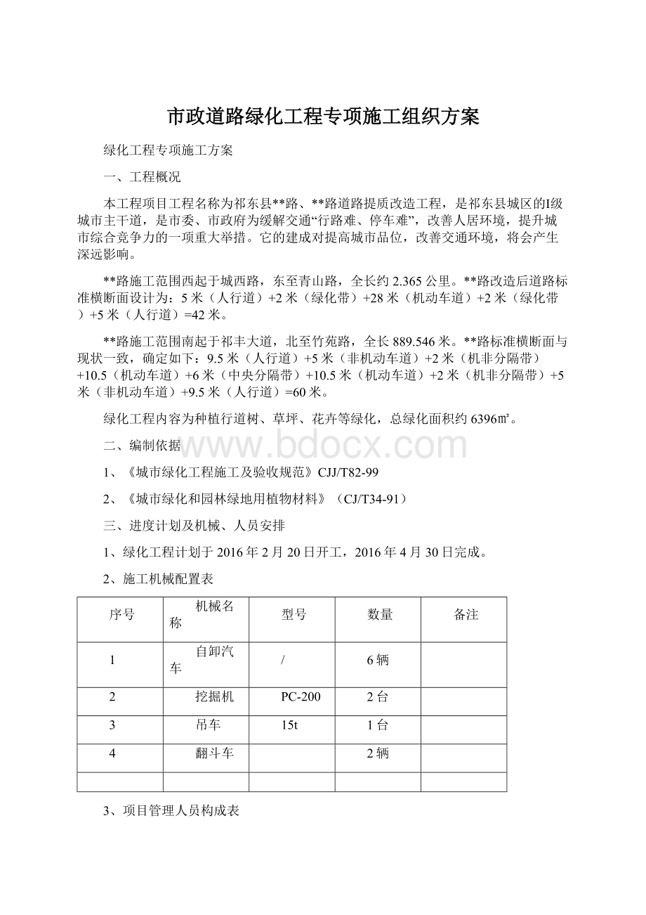 市政道路绿化工程专项施工组织方案.docx_第1页