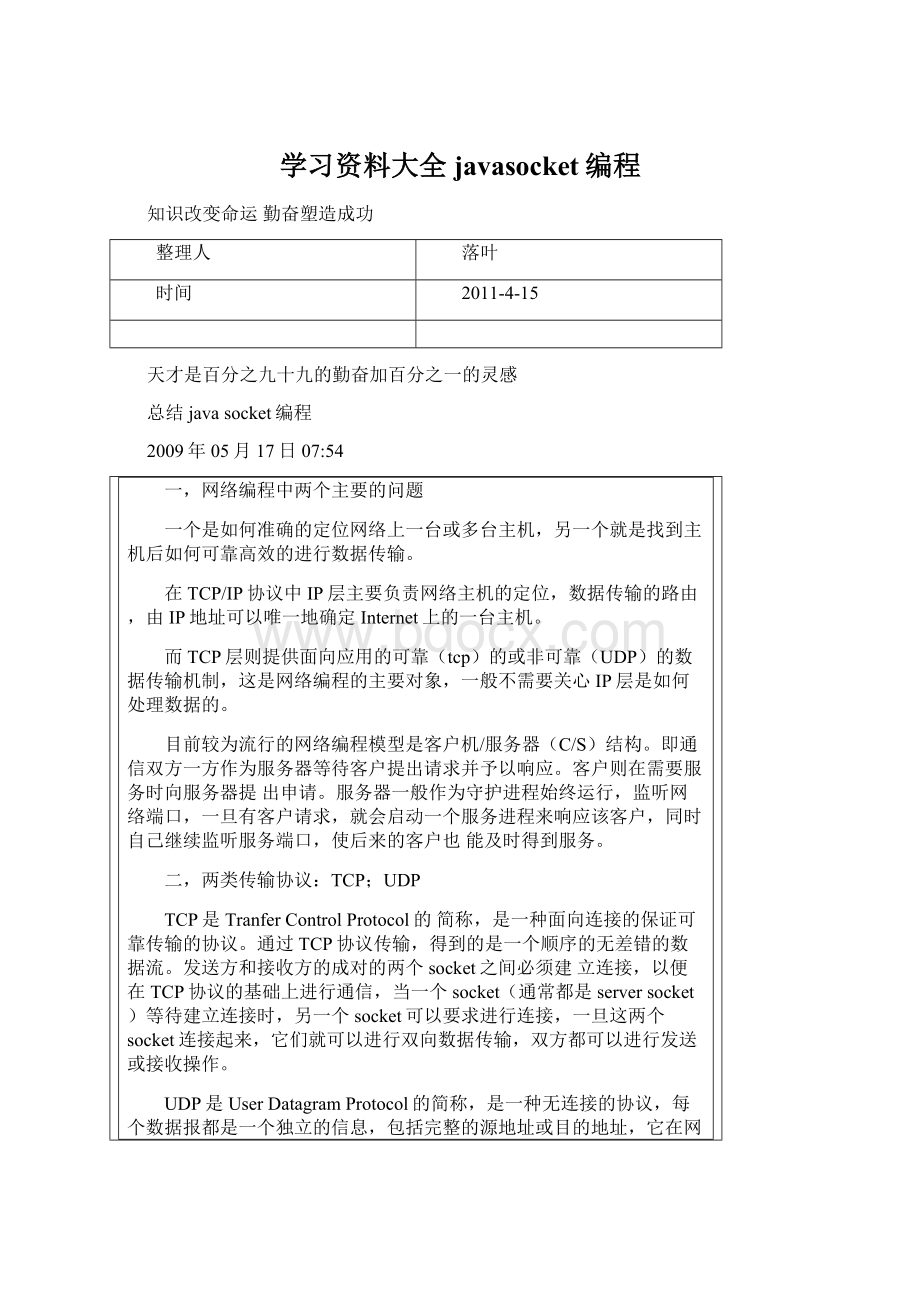 学习资料大全javasocket编程.docx_第1页