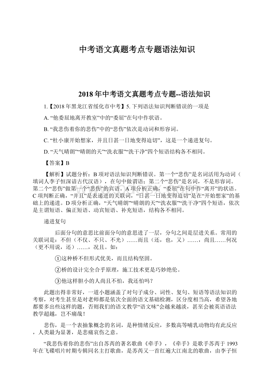 中考语文真题考点专题语法知识Word下载.docx