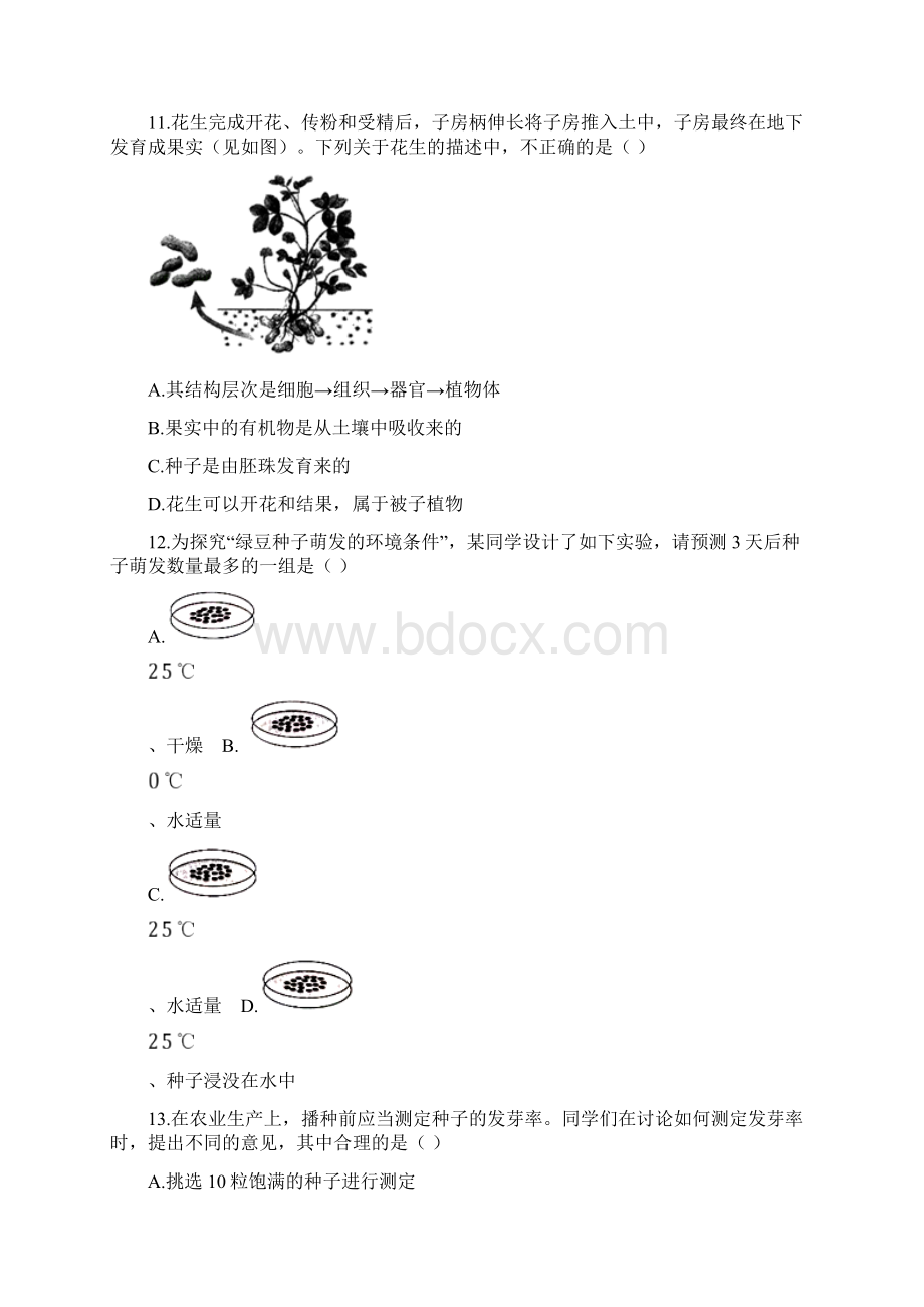 苏教版初中生物七年级上册 第五章综合测试一附答案.docx_第3页