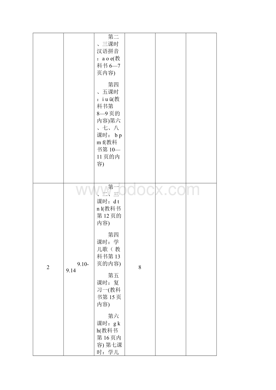 一年级语文教学计划及教学教学进度 2文档格式.docx_第3页