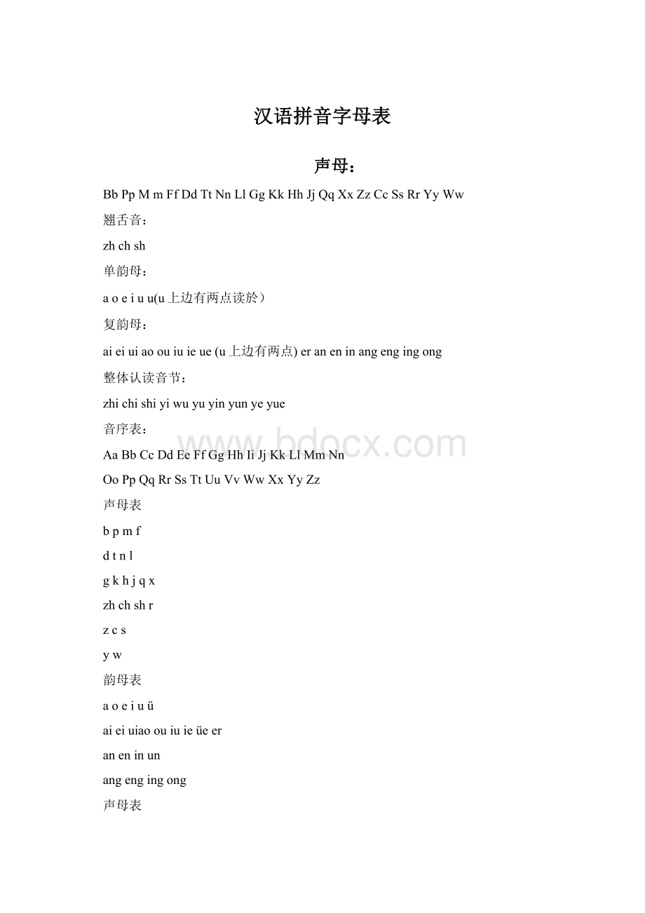 汉语拼音字母表Word文档格式.docx