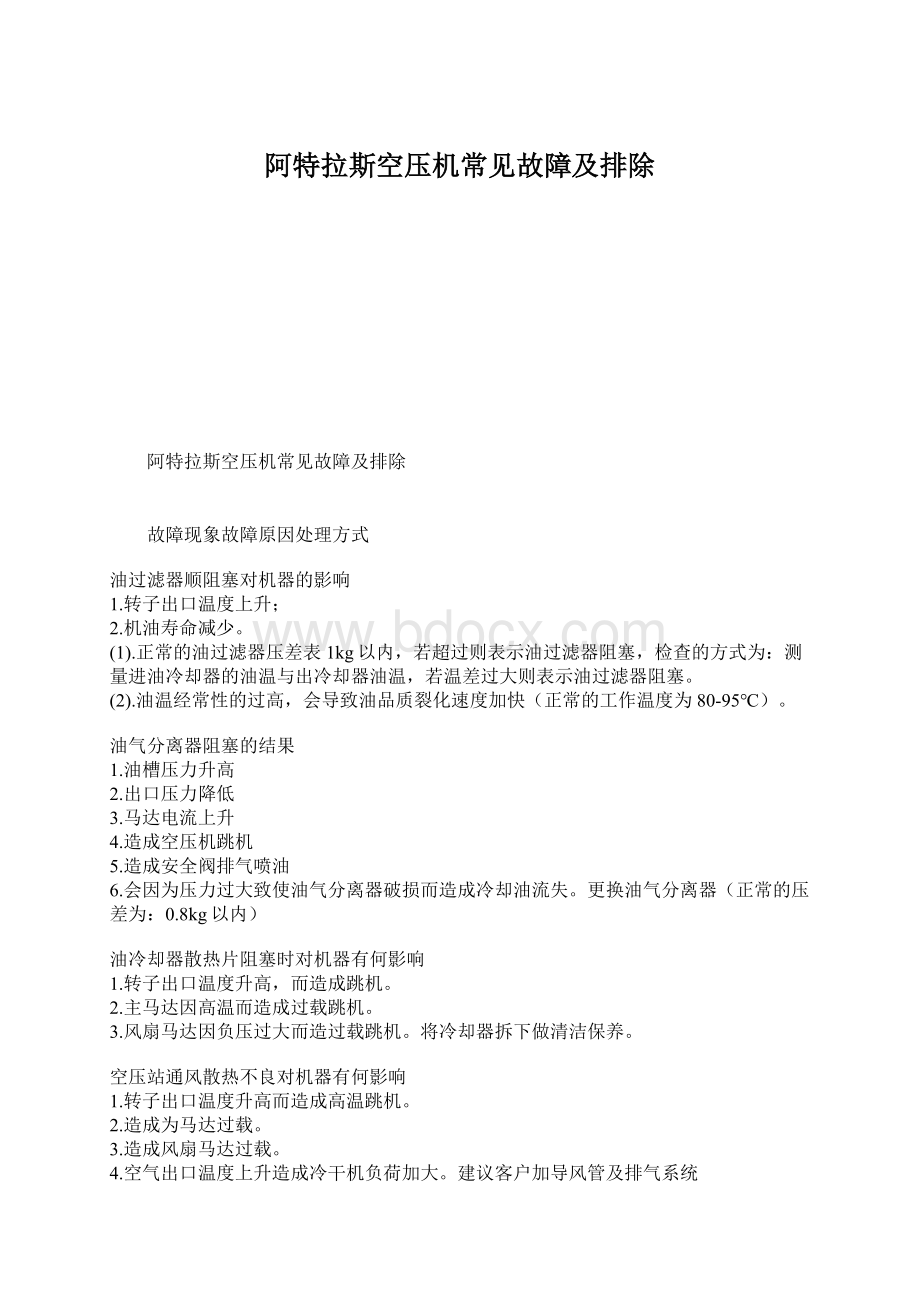 阿特拉斯空压机常见故障及排除.docx_第1页