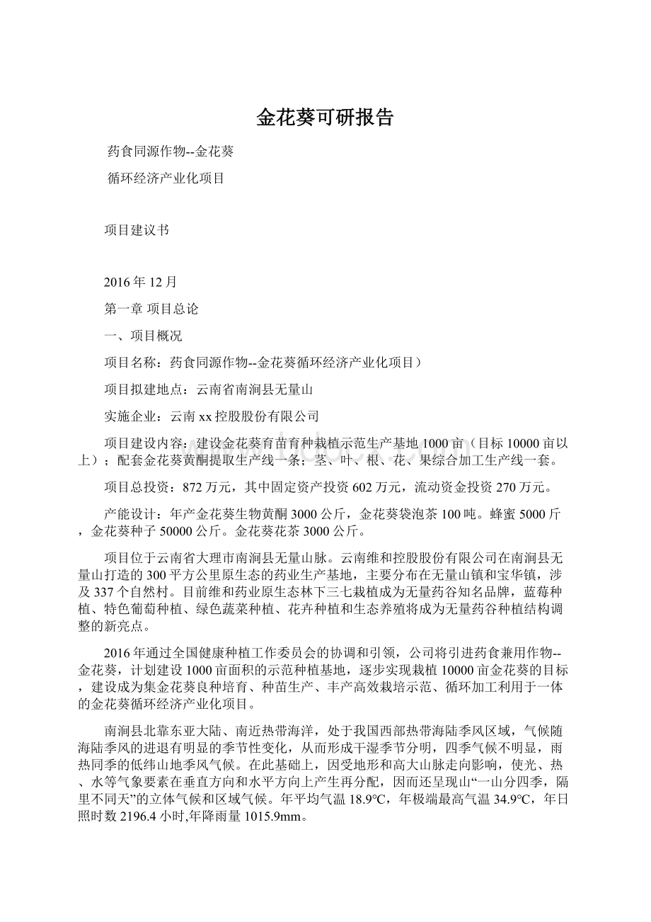 金花葵可研报告文档格式.docx