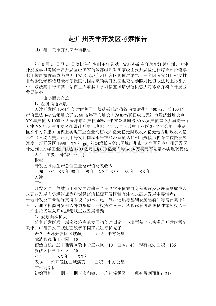 赴广州天津开发区考察报告Word文档下载推荐.docx