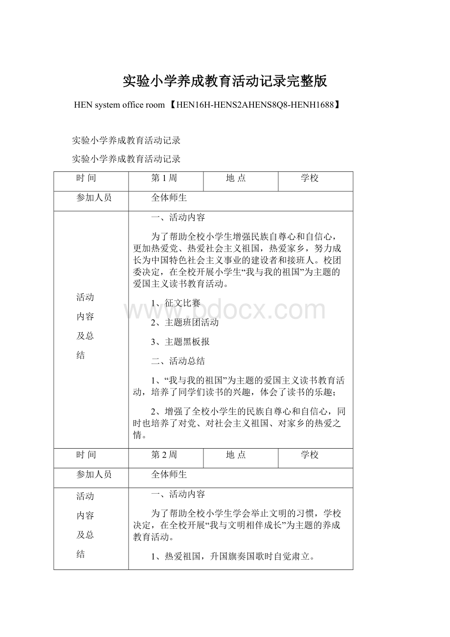 实验小学养成教育活动记录完整版.docx_第1页