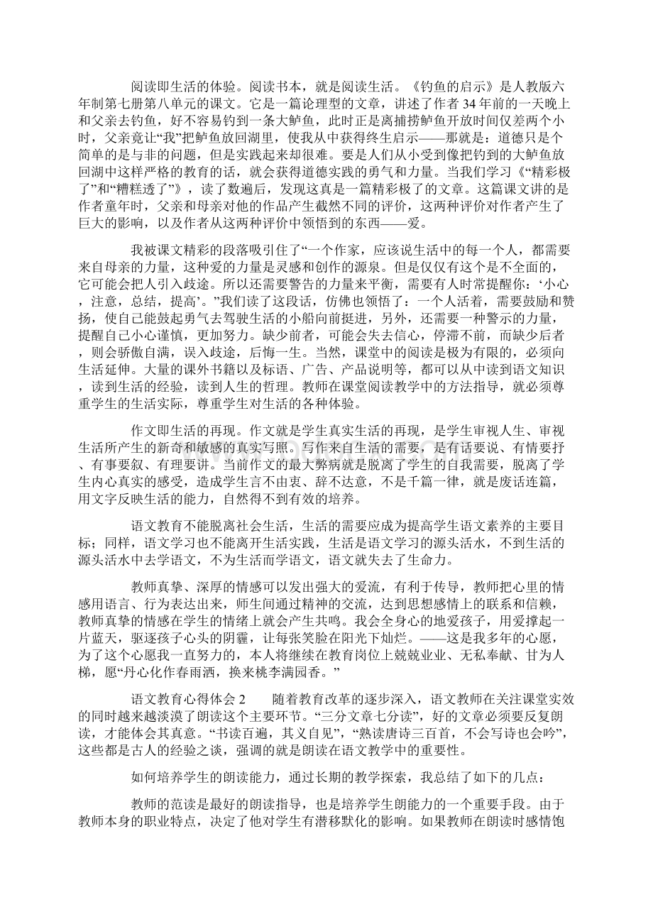 语文教育心得体会精选5篇Word格式.docx_第2页