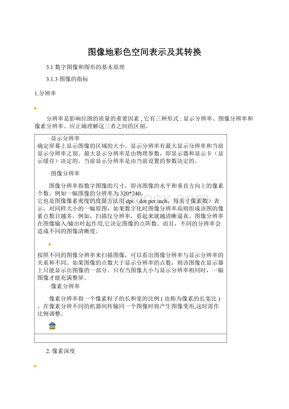 图像地彩色空间表示及其转换Word文档下载推荐.docx_第1页