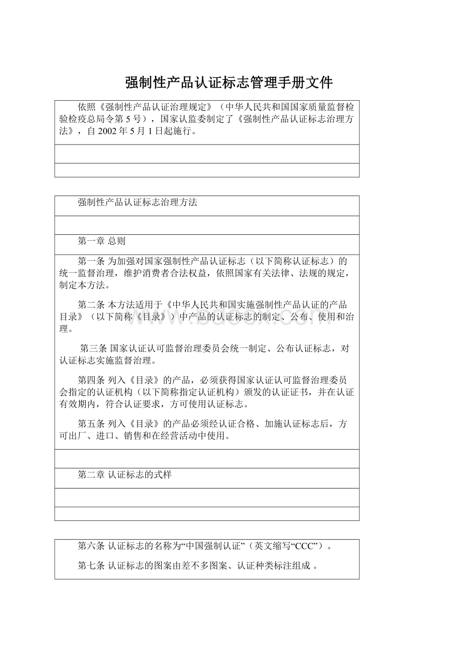 强制性产品认证标志管理手册文件.docx