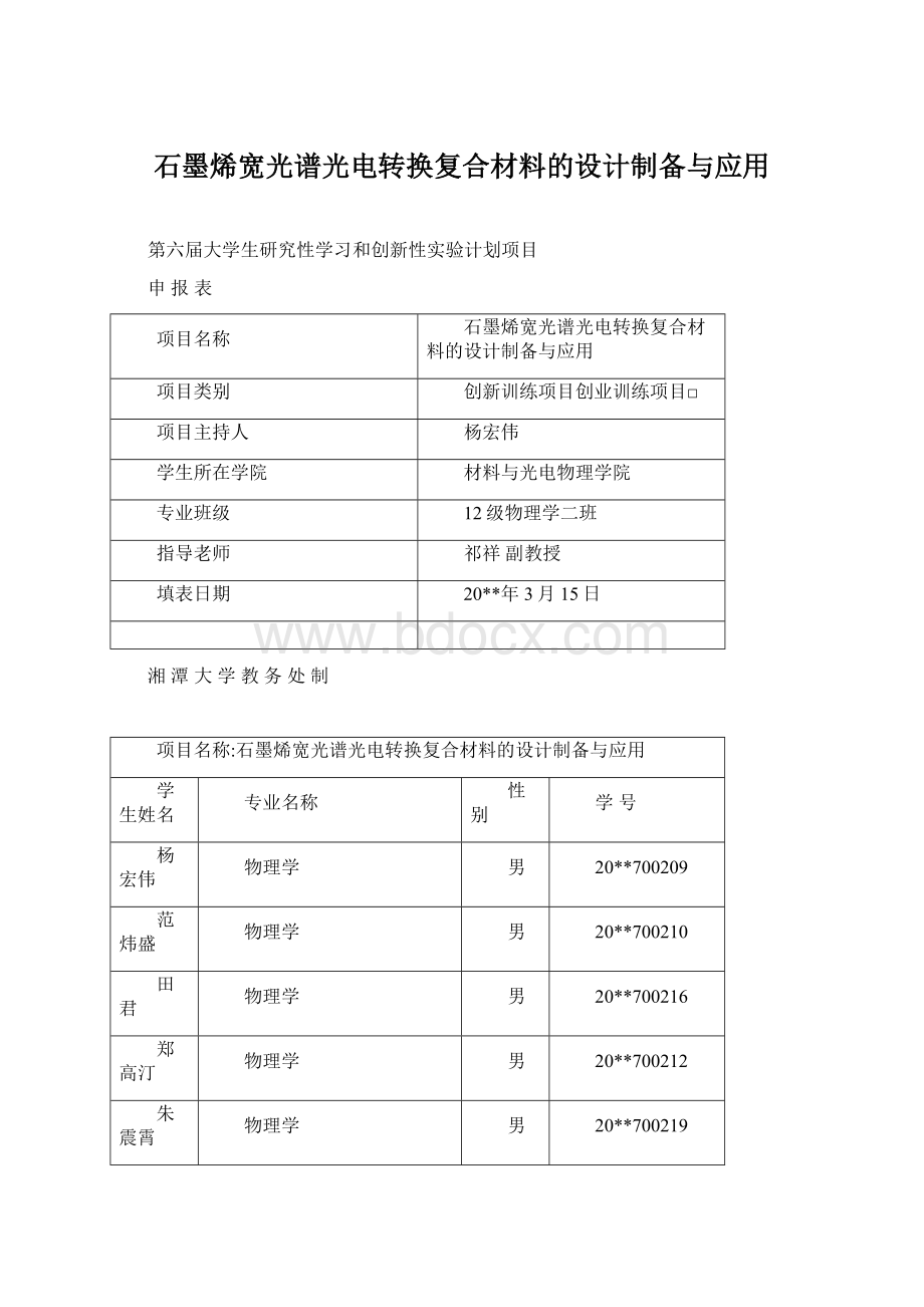 石墨烯宽光谱光电转换复合材料的设计制备与应用.docx_第1页