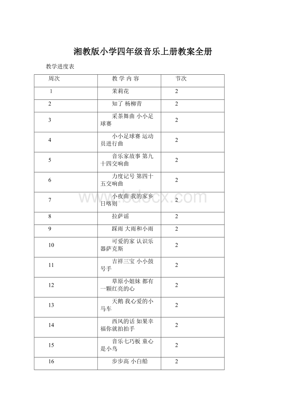 湘教版小学四年级音乐上册教案全册Word文件下载.docx_第1页