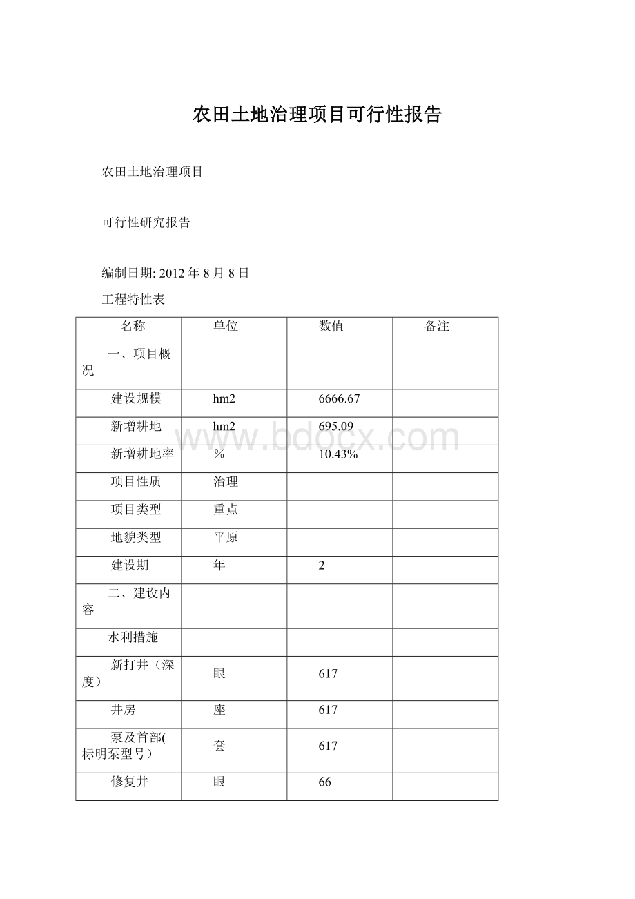 农田土地治理项目可行性报告Word格式.docx