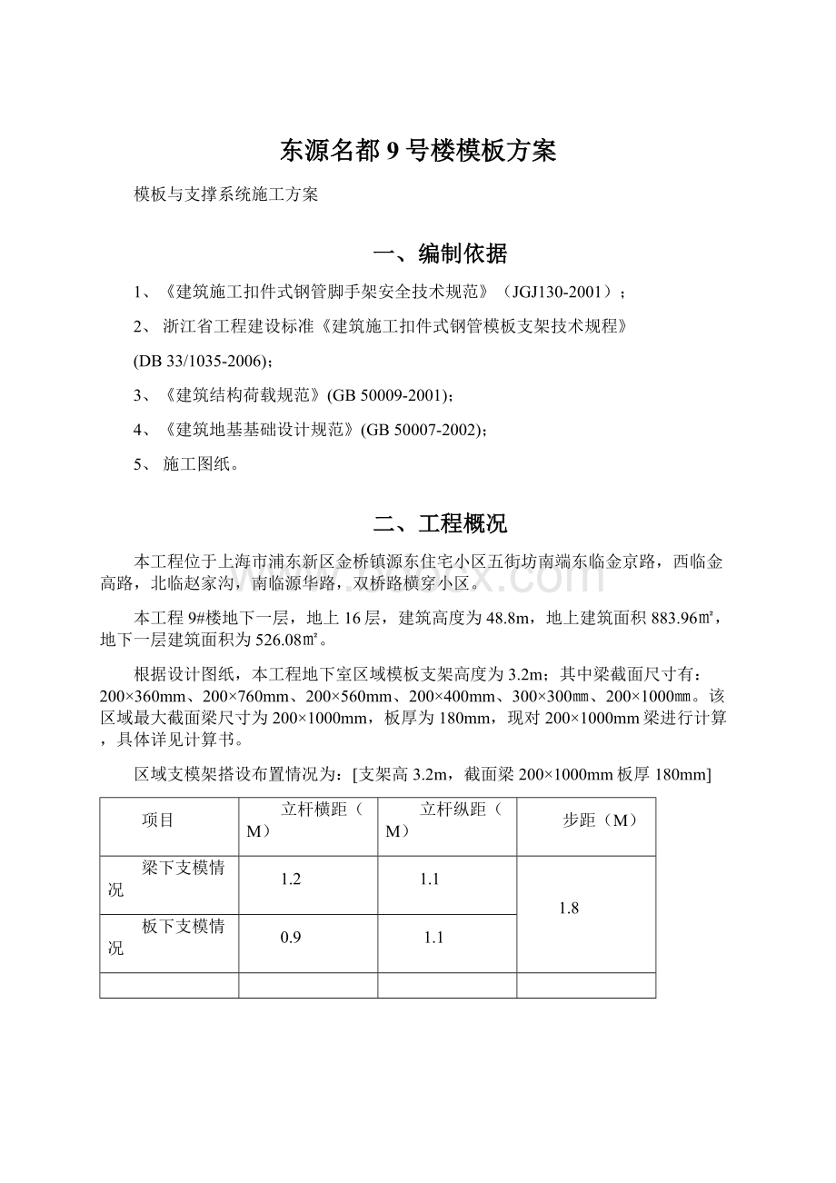 东源名都9号楼模板方案.docx