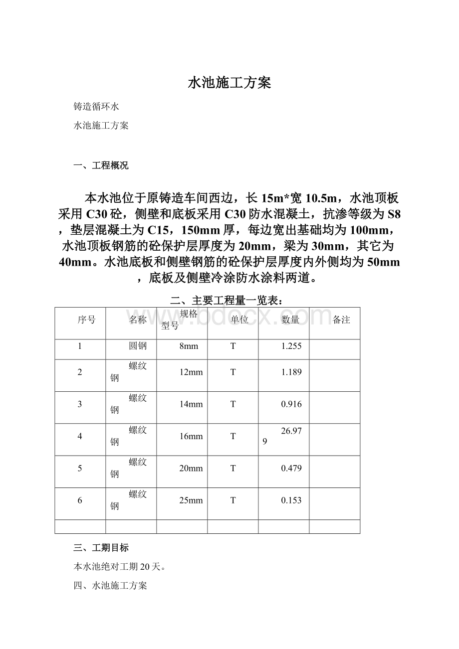 水池施工方案Word格式.docx