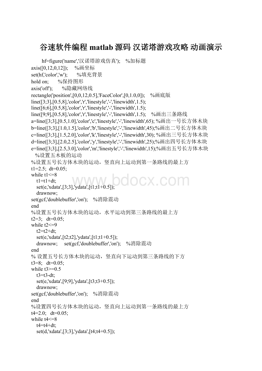 谷速软件编程matlab源码 汉诺塔游戏攻略 动画演示.docx