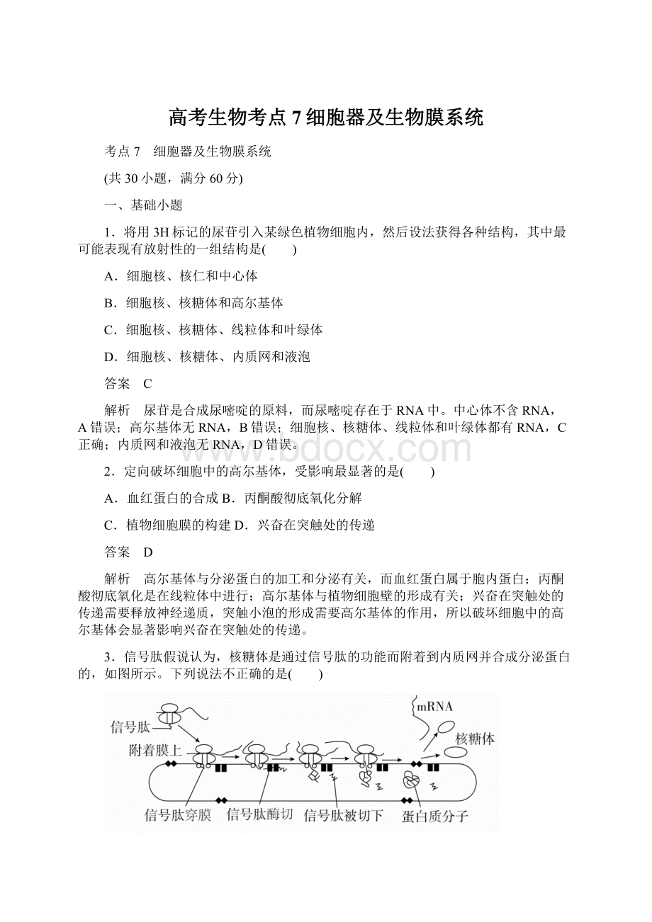 高考生物考点7细胞器及生物膜系统.docx_第1页