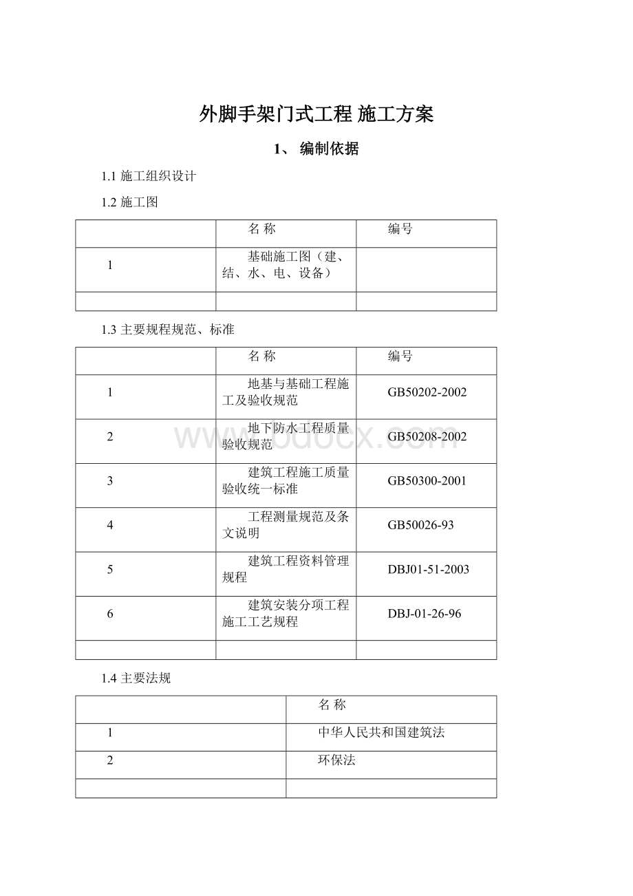 外脚手架门式工程 施工方案.docx