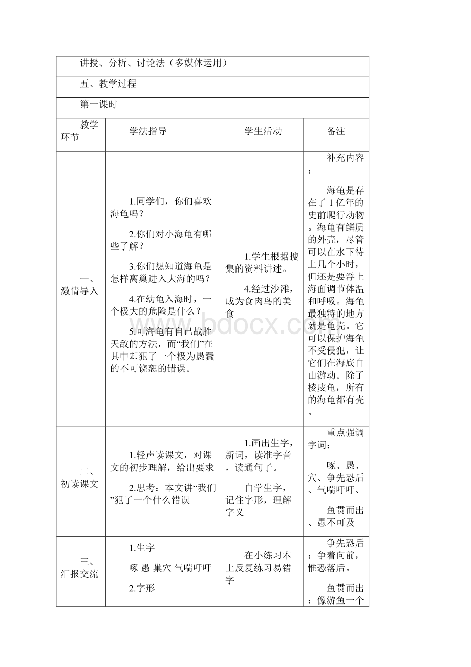 精品人教版小学四年级下册语文表格教案第三单元Word下载.docx_第2页