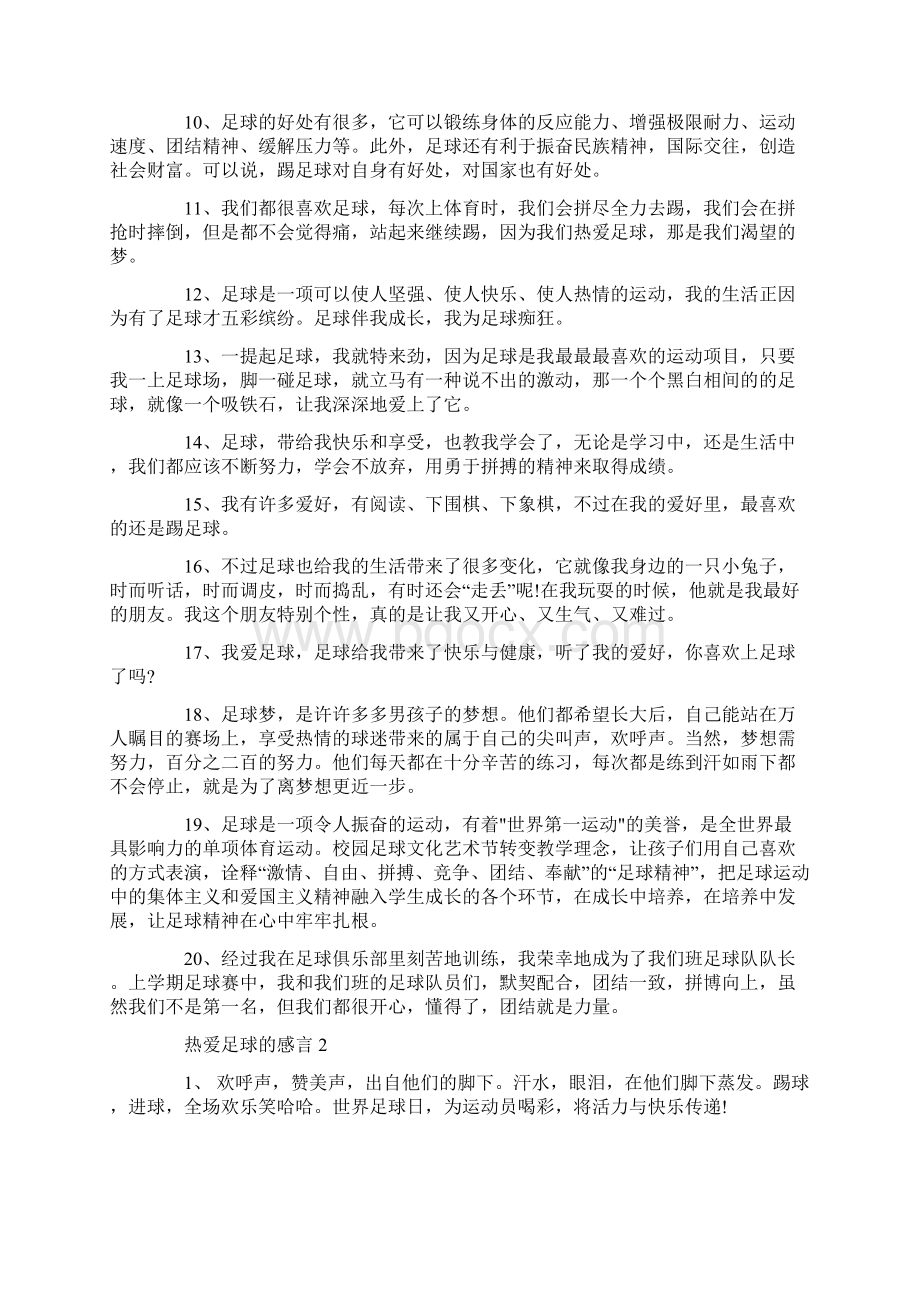 关于热爱足球的感言大全.docx_第2页