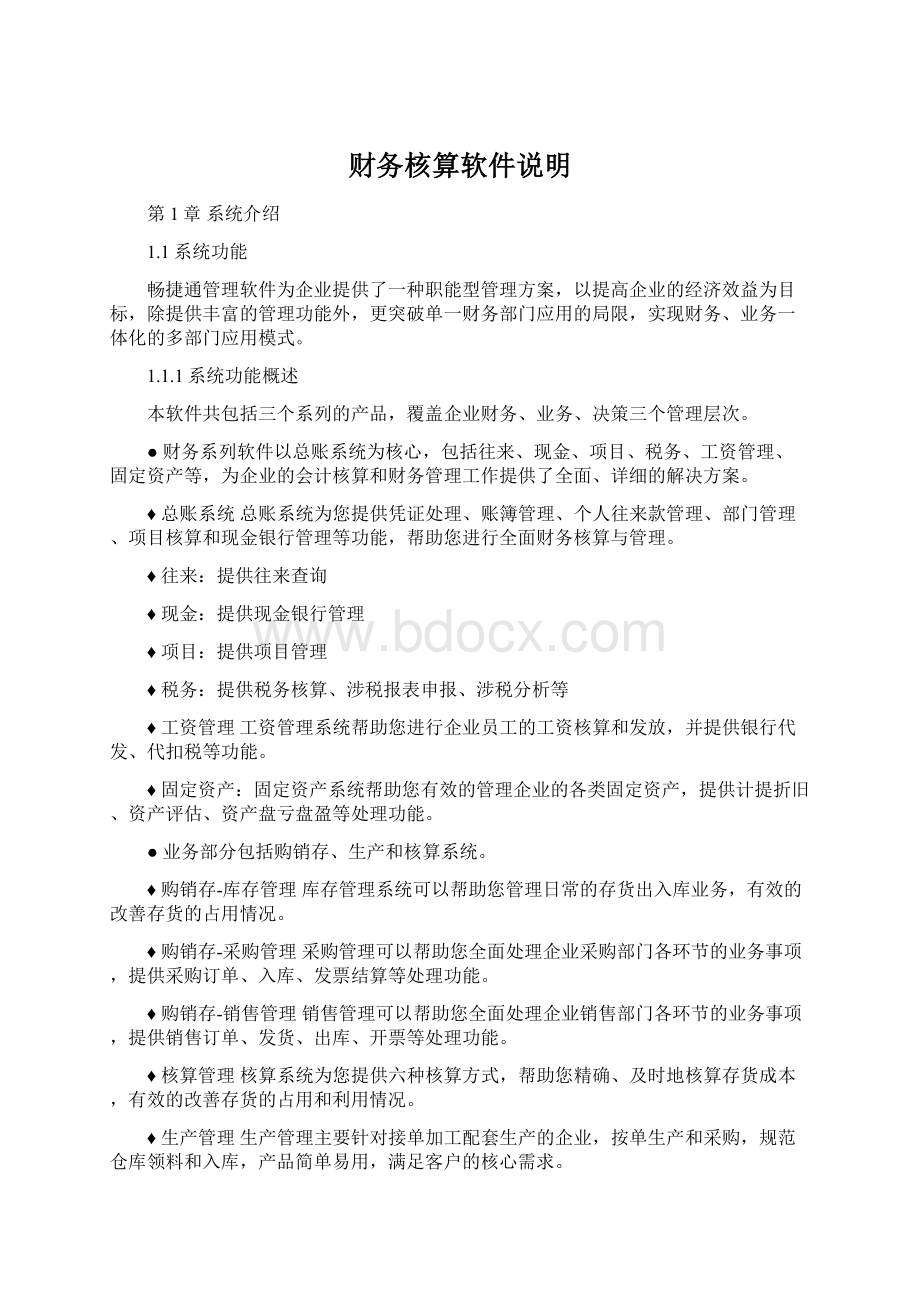 财务核算软件说明Word文档格式.docx