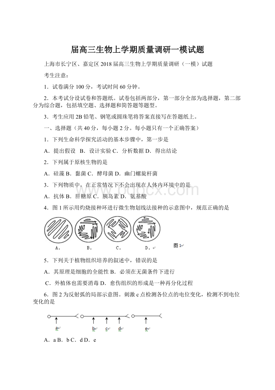 届高三生物上学期质量调研一模试题.docx