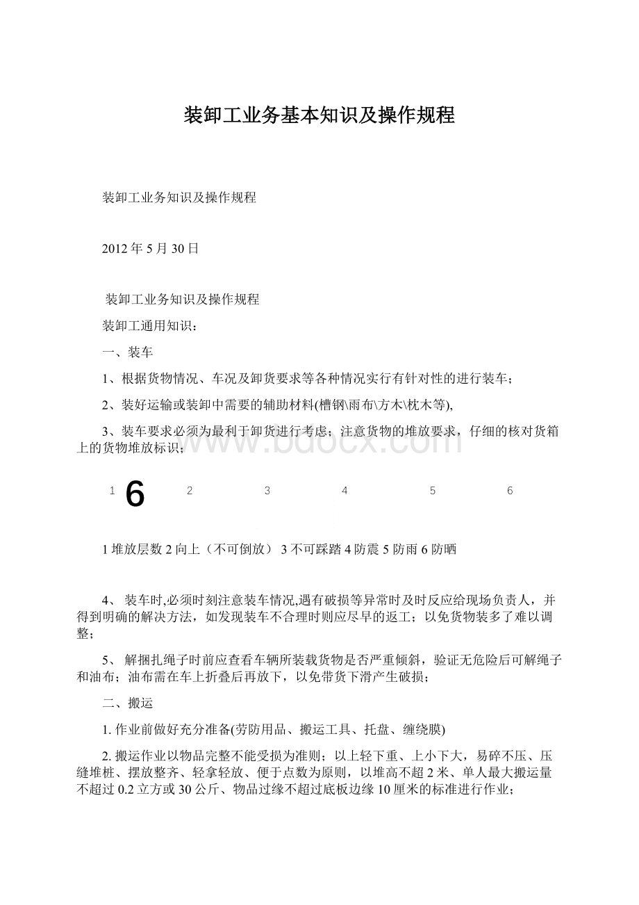 装卸工业务基本知识及操作规程.docx