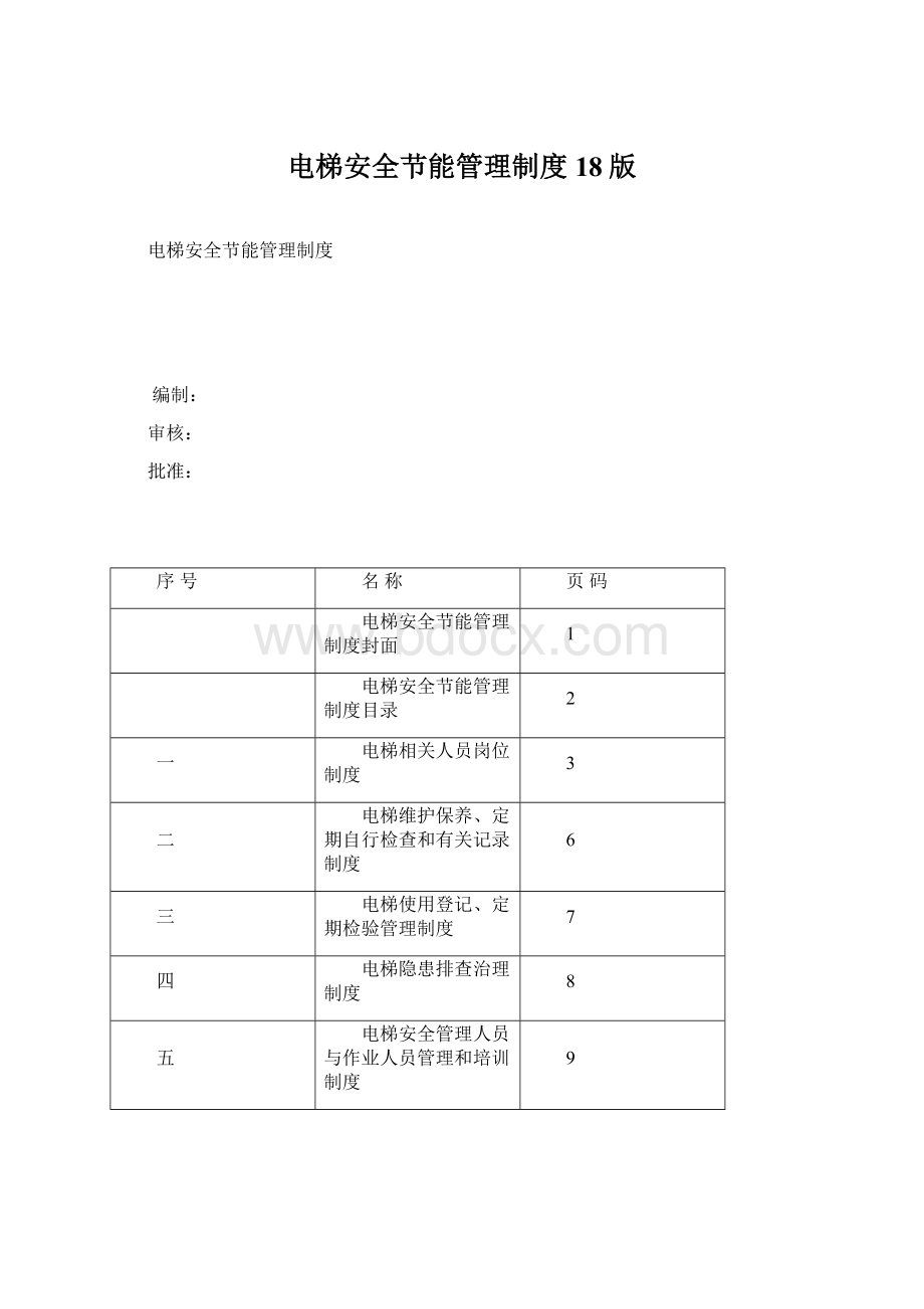 电梯安全节能管理制度18版.docx_第1页