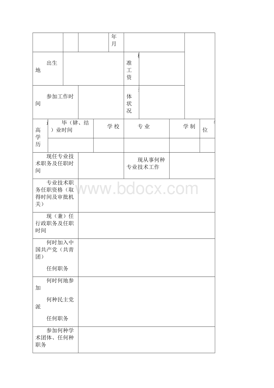 专业技术职务任职资格评审表Word文档下载推荐.docx_第2页