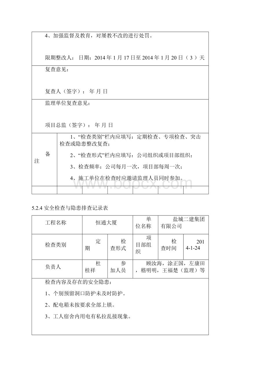 项目部安全检查与隐患排查记录表汇编.docx_第3页