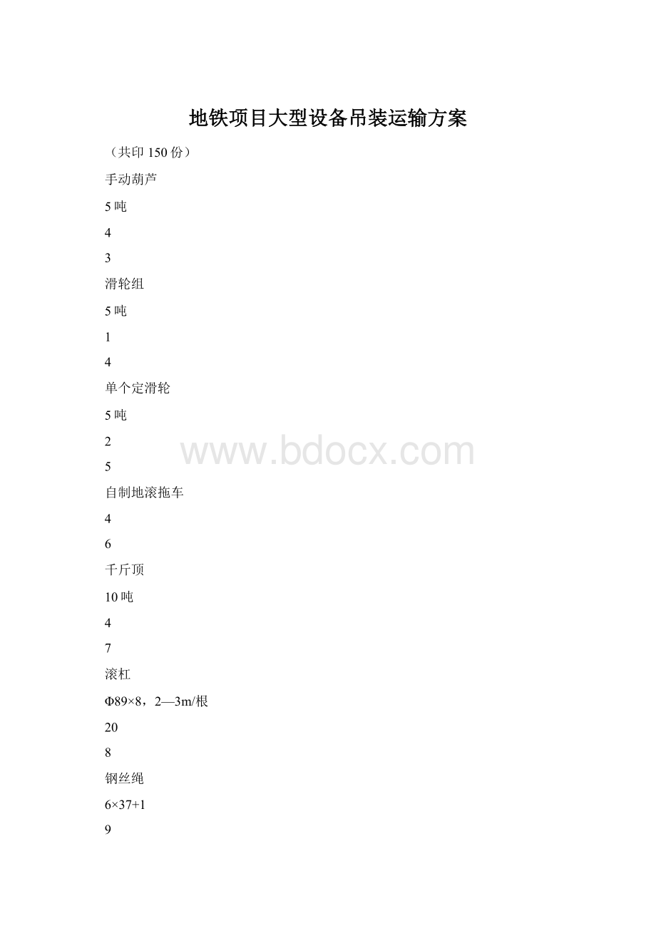 地铁项目大型设备吊装运输方案Word文档下载推荐.docx