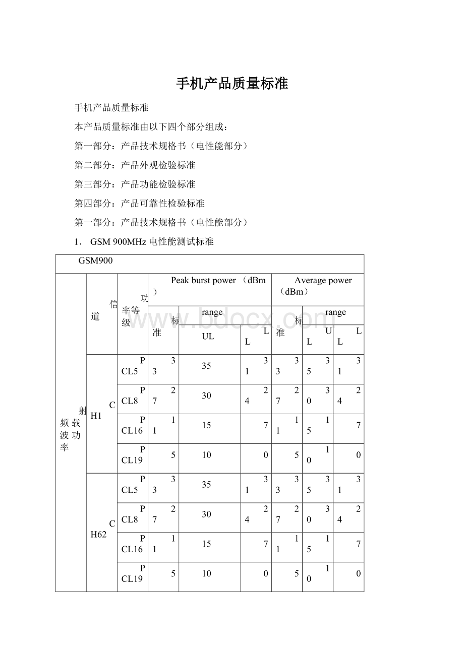 手机产品质量标准.docx