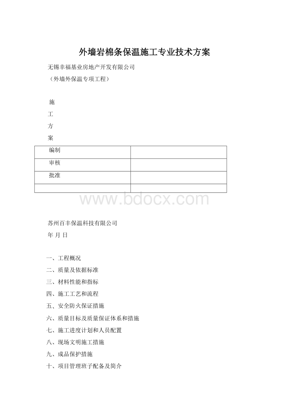 外墙岩棉条保温施工专业技术方案.docx