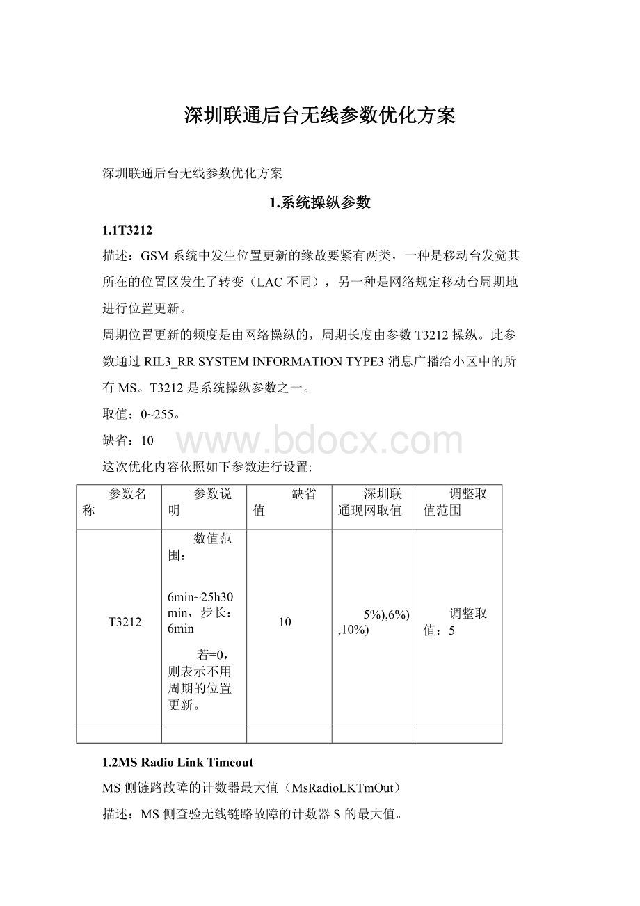 深圳联通后台无线参数优化方案.docx