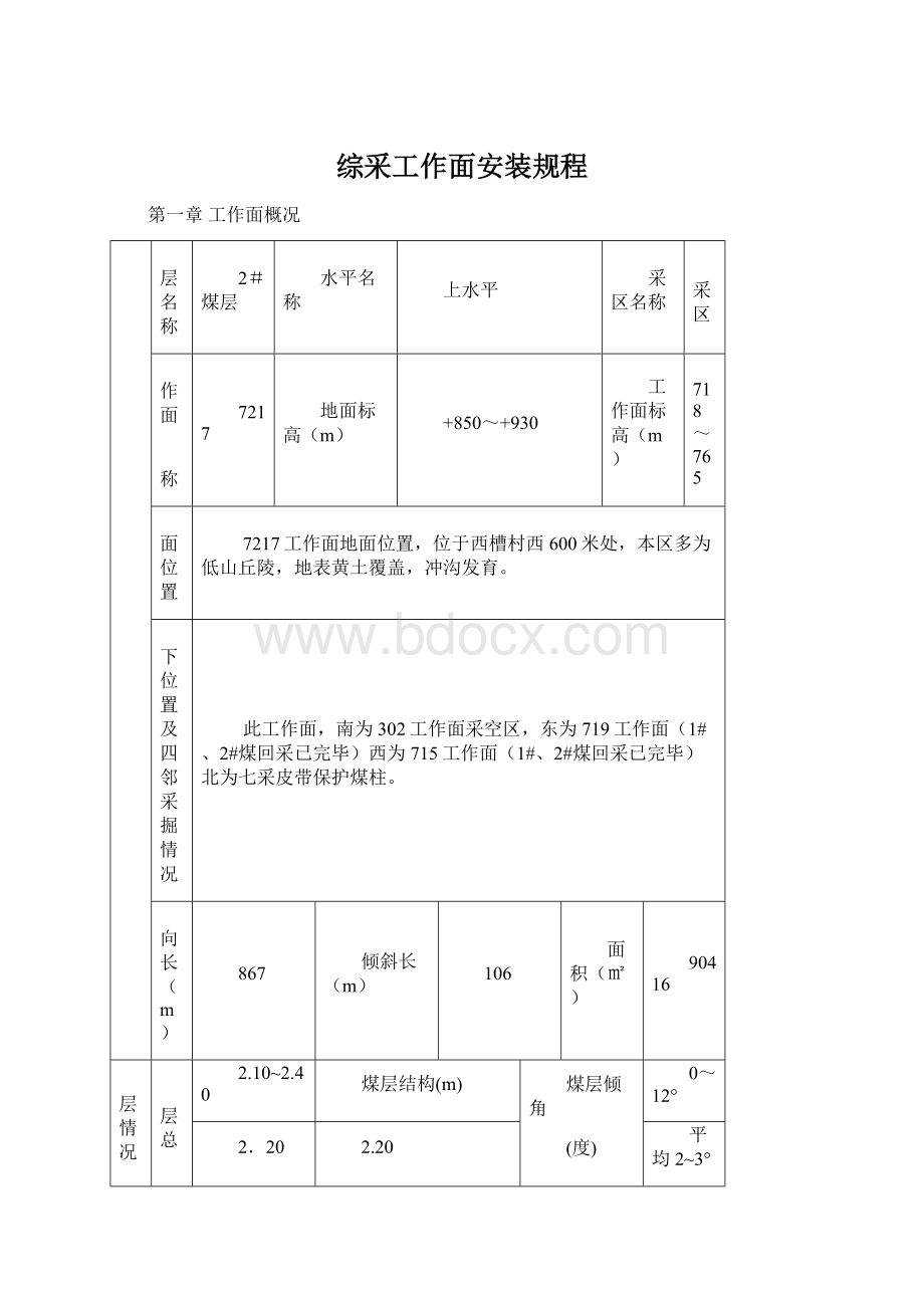 综采工作面安装规程Word格式文档下载.docx