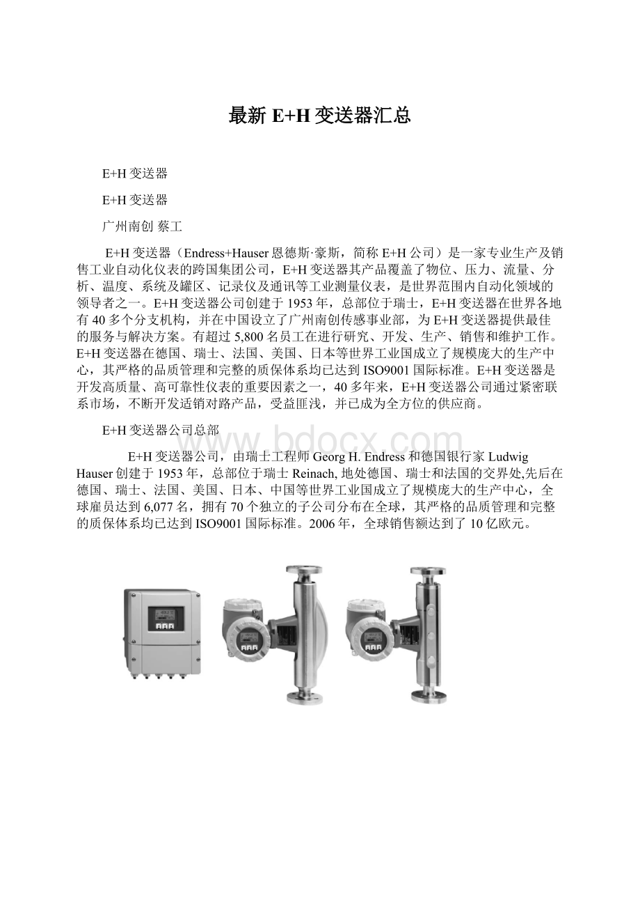 最新E+H变送器汇总文档格式.docx_第1页