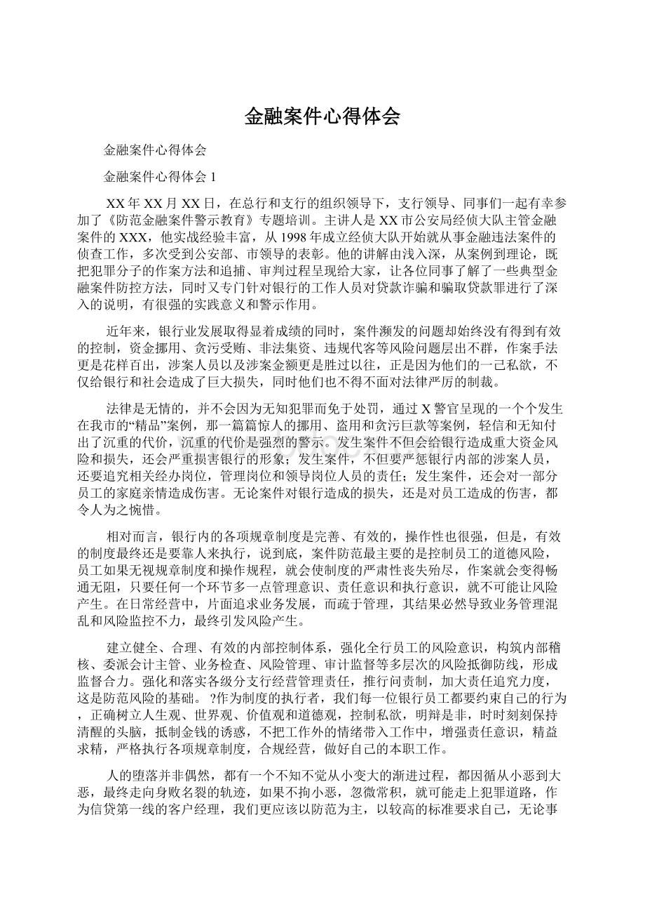 金融案件心得体会文档格式.docx