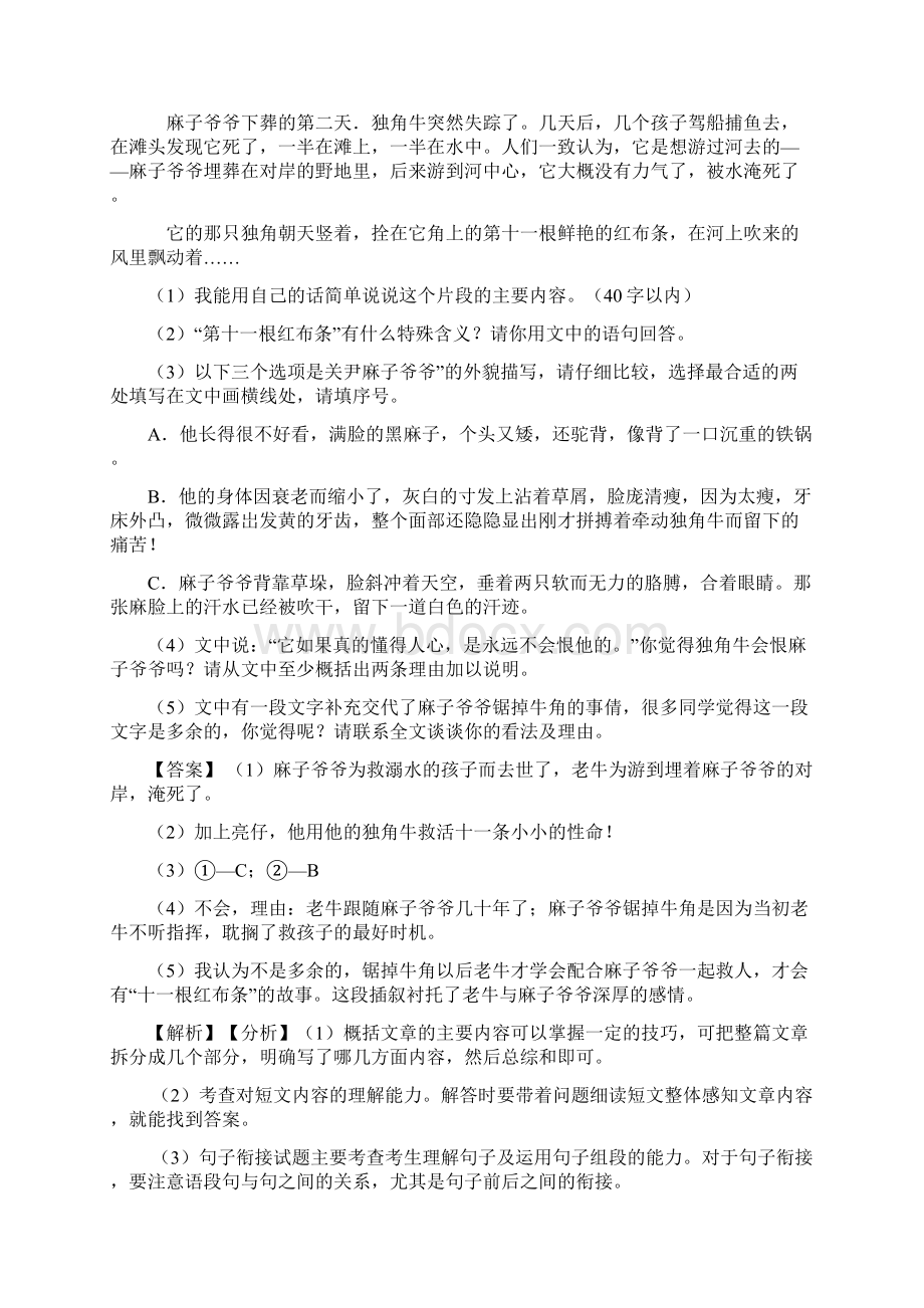 阅读理解专项新重点小学小升初语文模拟试题含答案.docx_第2页