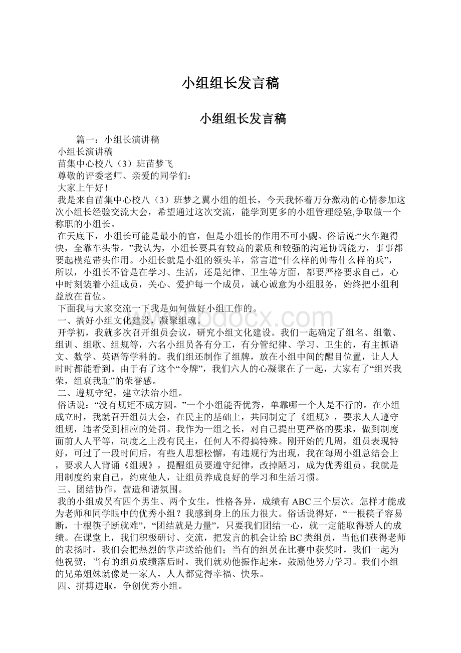 小组组长发言稿.docx_第1页