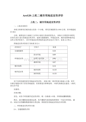 ArcGIS上机二城市用地适宜性评价.docx