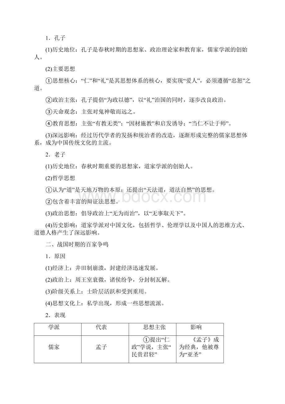 版 模块3 第11单元 第23讲 春秋战国时期的百家争鸣和汉代的思想大一统.docx_第2页