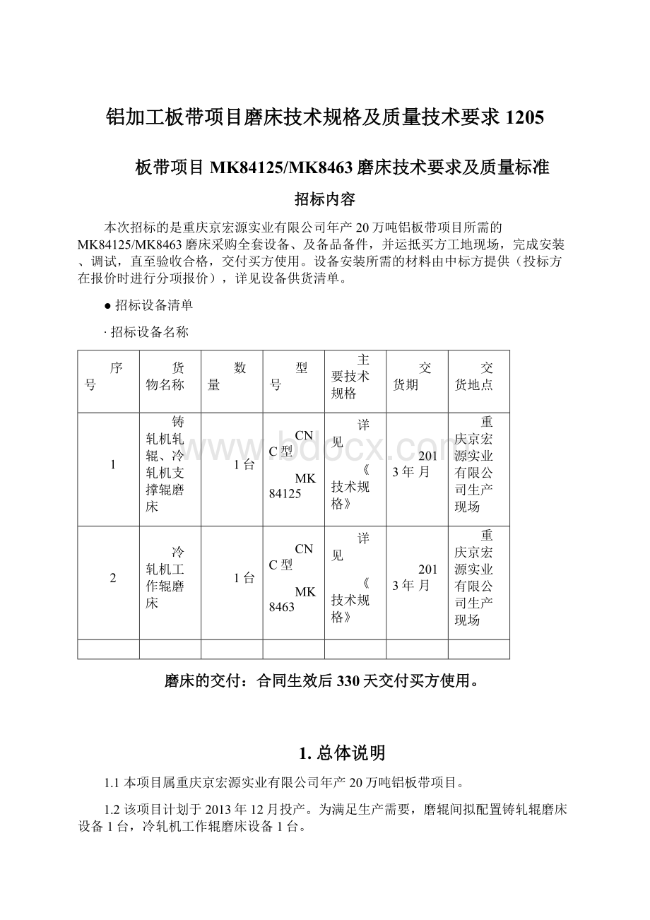 铝加工板带项目磨床技术规格及质量技术要求1205.docx_第1页