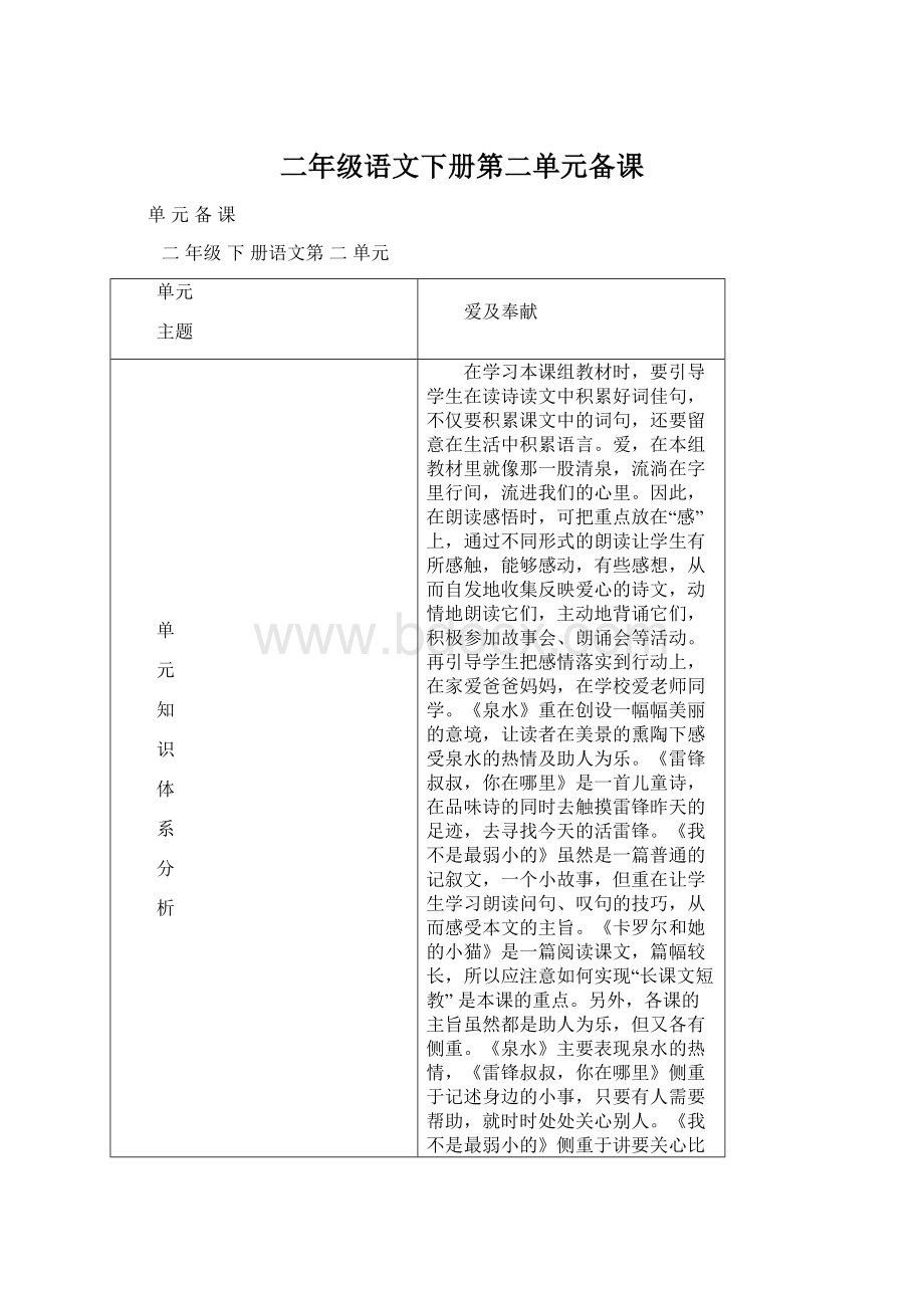 二年级语文下册第二单元备课Word文档格式.docx_第1页