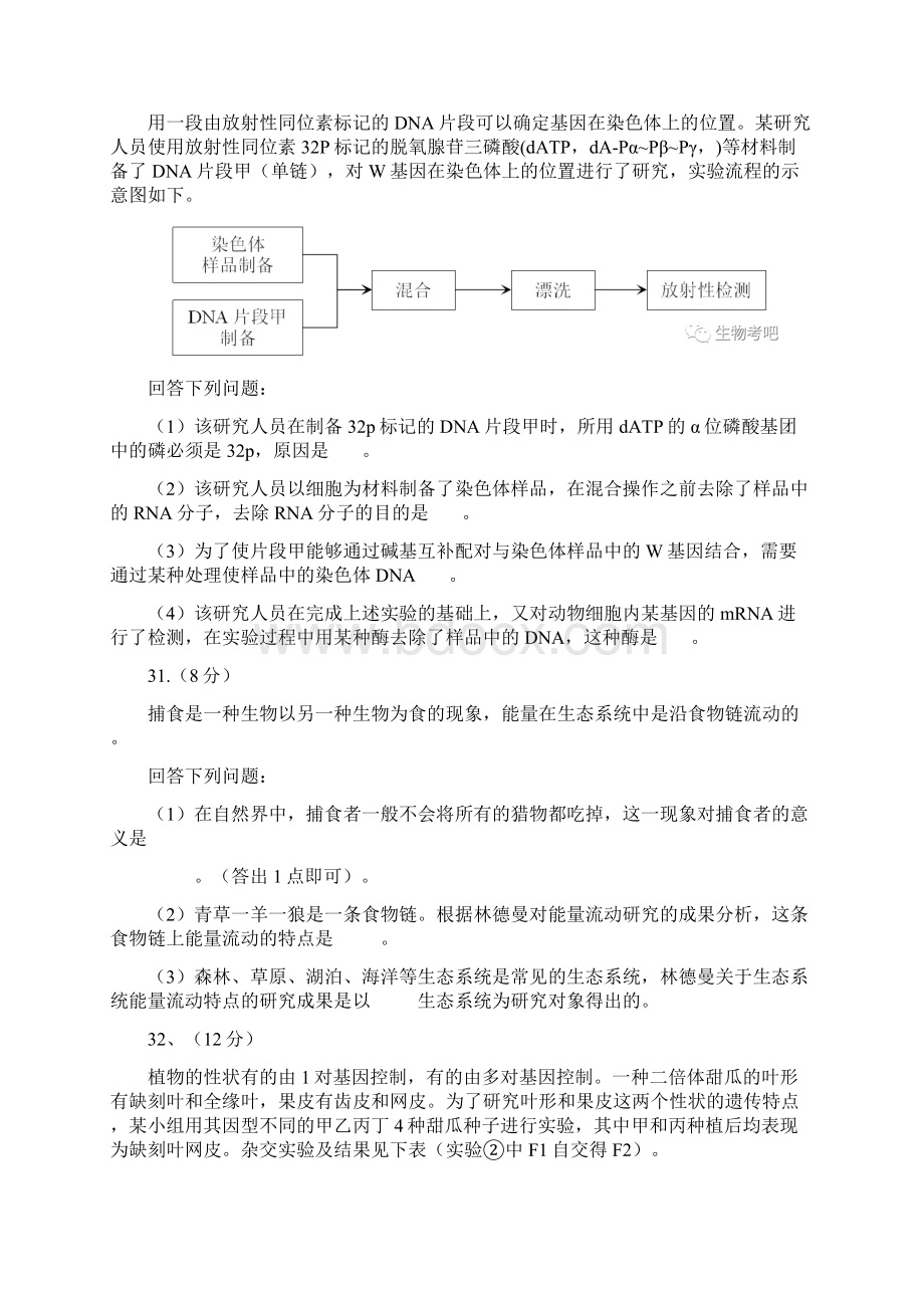 全国甲卷理综生物考试真题原卷版+答案版.docx_第3页