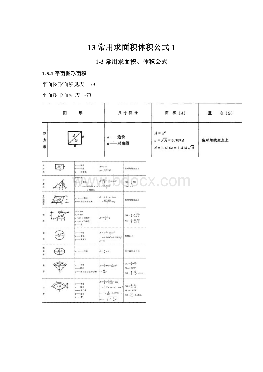 13 常用求面积体积公式1文档格式.docx