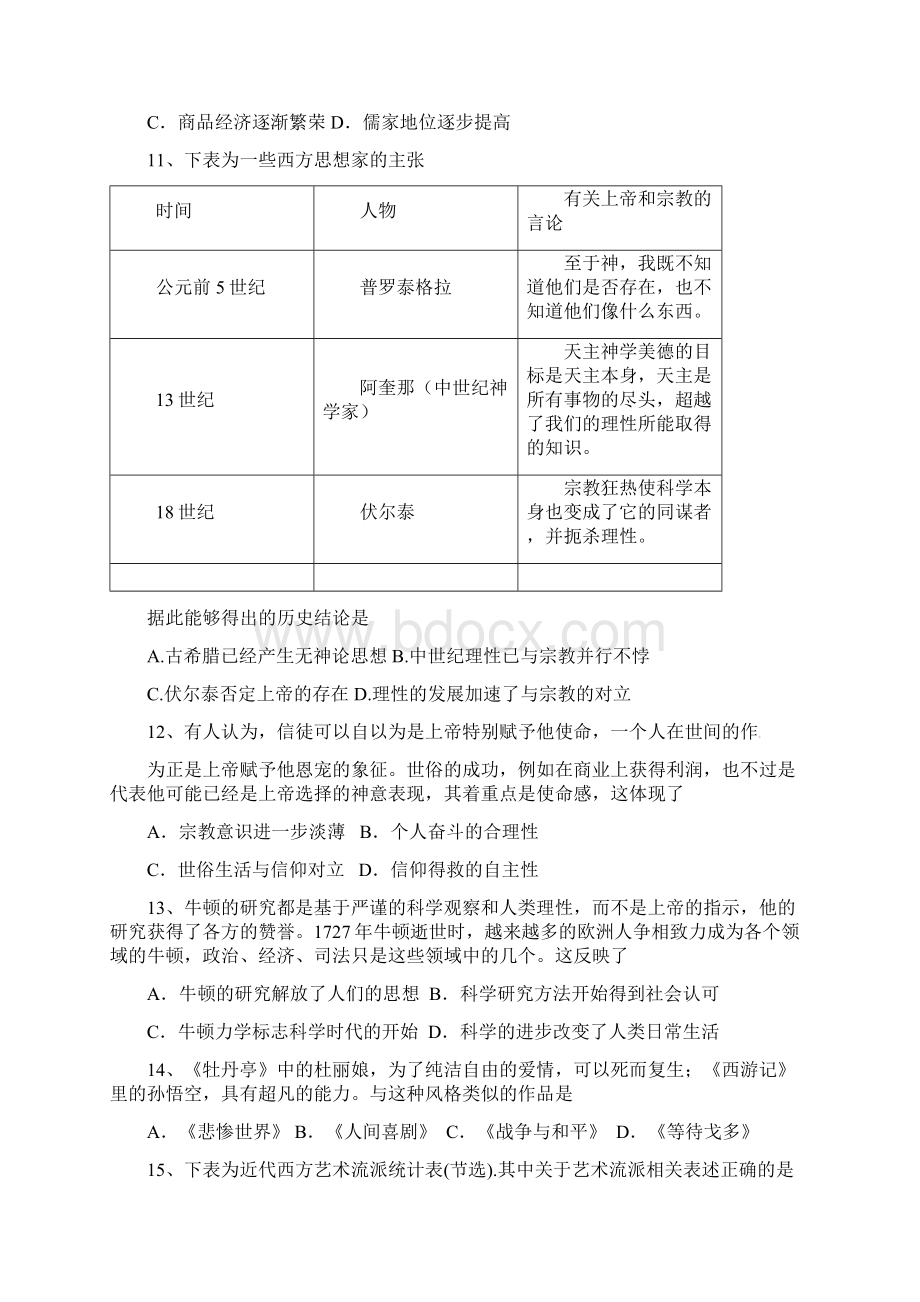 山东省德州市陵城区第一中学学年高二历史月考试题含答案文档格式.docx_第3页