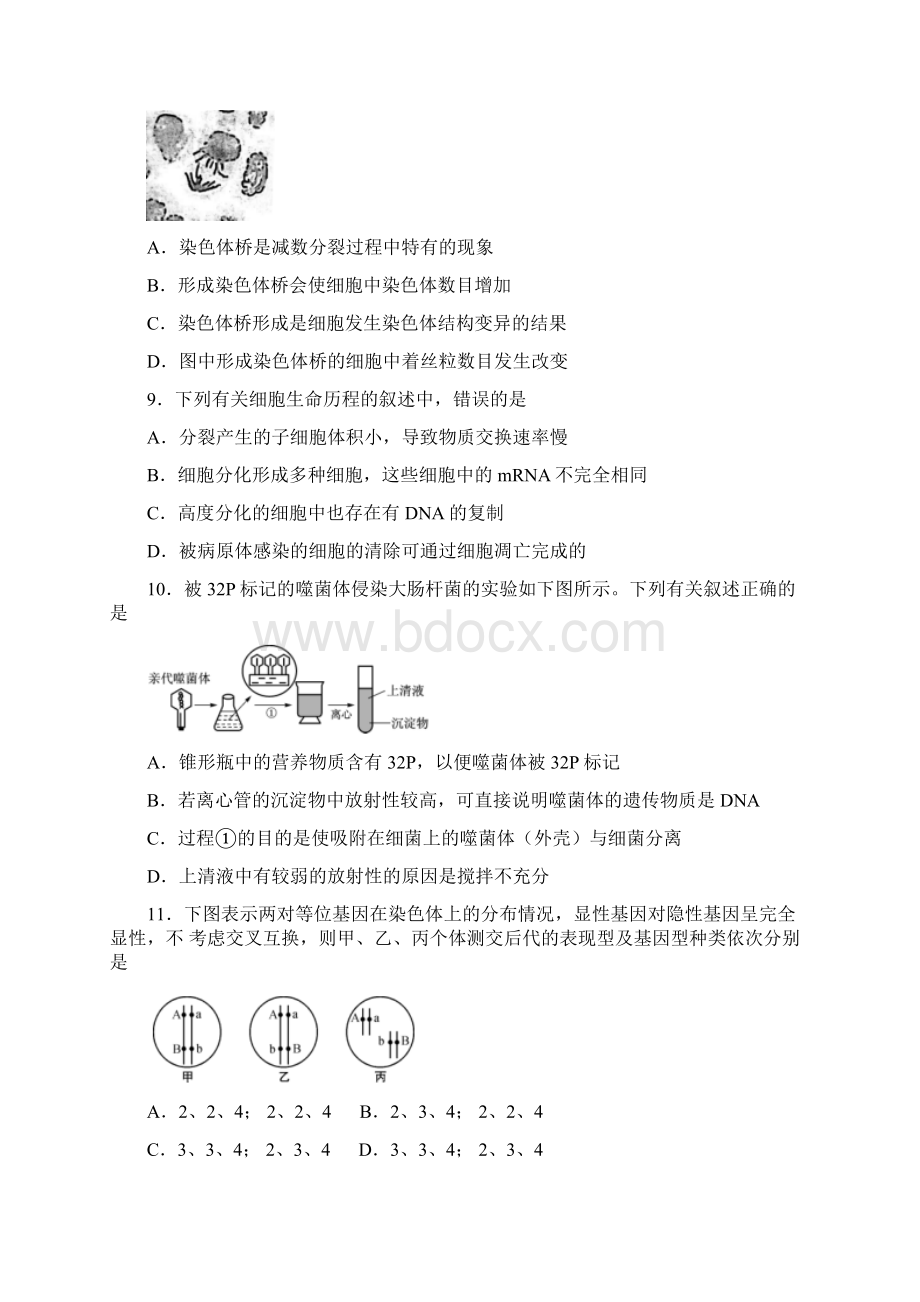 江苏省常州市届高三生物期末试题资料讲解.docx_第3页