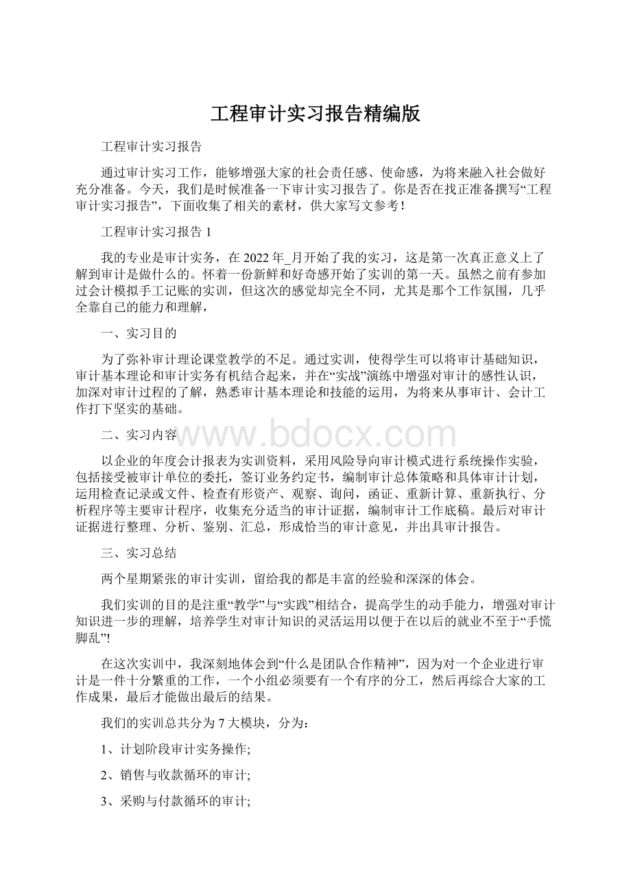 工程审计实习报告精编版.docx_第1页